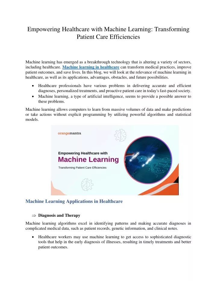 empowering healthcare with machine learning