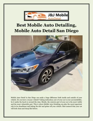 Best Mobile Auto Detailing, Mobile Auto Detail San Diego