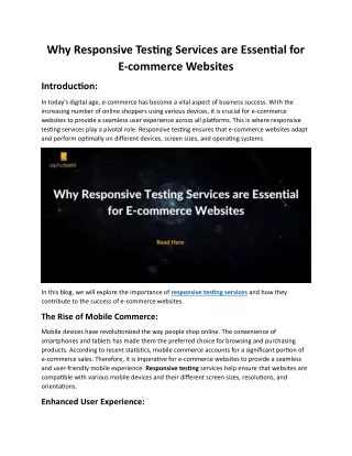 why responsive testing services are essential