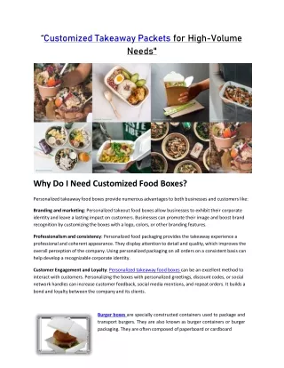 customized takeaway packets for high volume needs