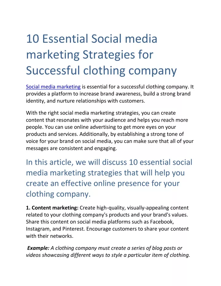 10 essential social media marketing strategies