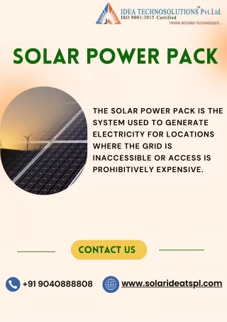 Solar Power Pack Provider in Bhubaneswar Odisha- Idea Technosolutions Pvt. Ltd.