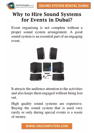sound system rental dubai