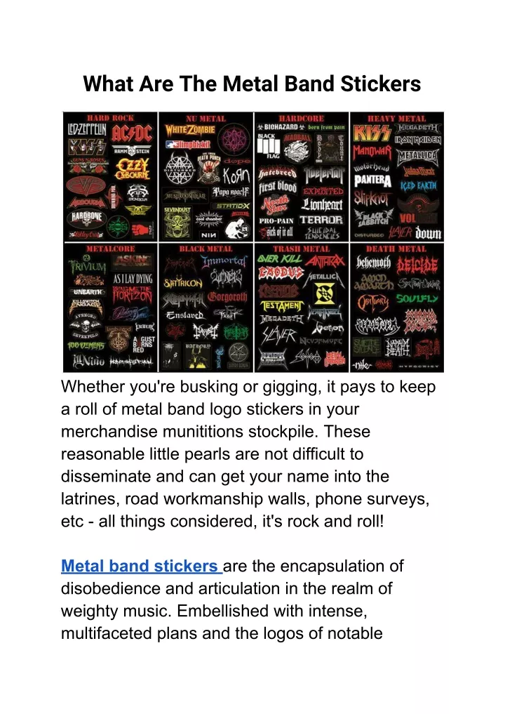 what are the metal band stickers