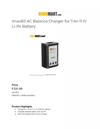 ImaxB3 AC Balance Charger for 7.4V-11.1V Li-Po Battery