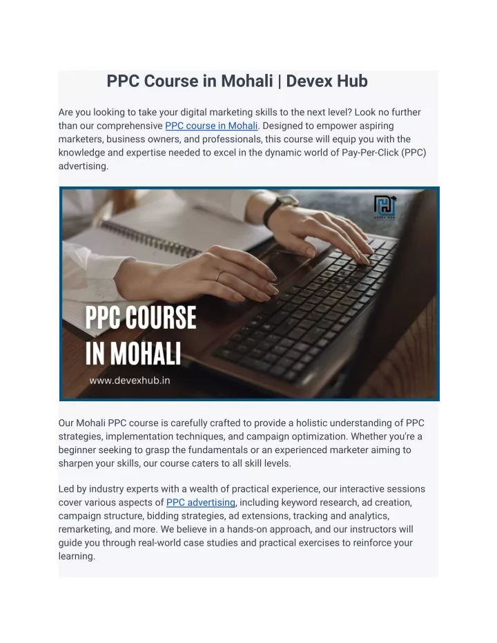 ppc course in mohali devex hub