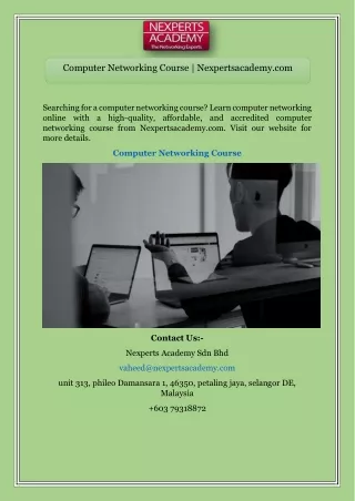 Computer Networking Course | Nexpertsacademy.com