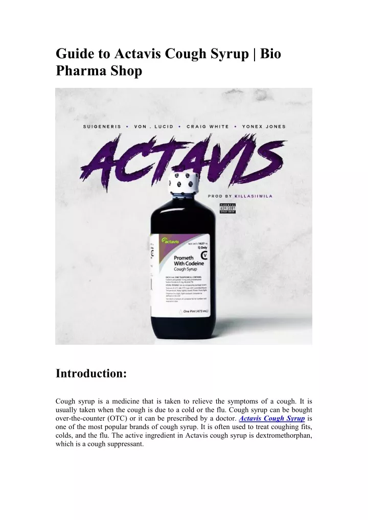 guide to actavis cough syrup bio pharma shop