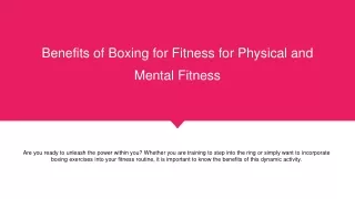 Benefits of Boxing for Fitness for Physical and Mental Fitness