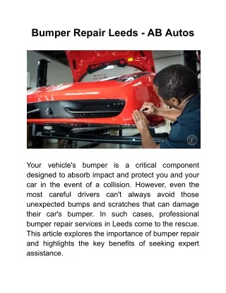 Bumper Repair Leeds - AB Autos