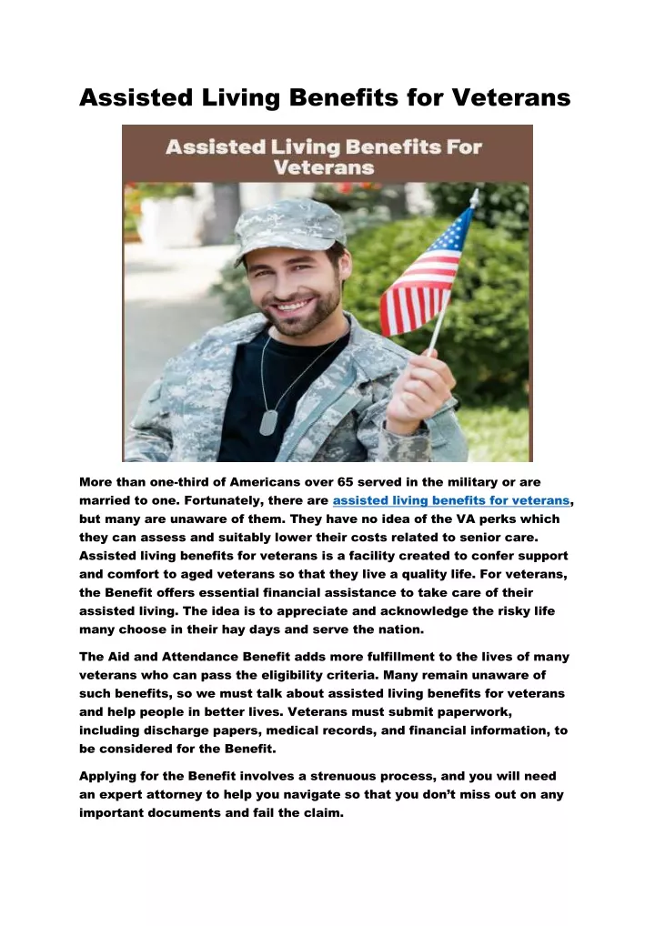 assisted living benefits for veterans