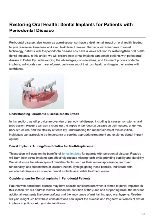 Restoring Oral Health Dental Implants for Patients with Periodontal Disease
