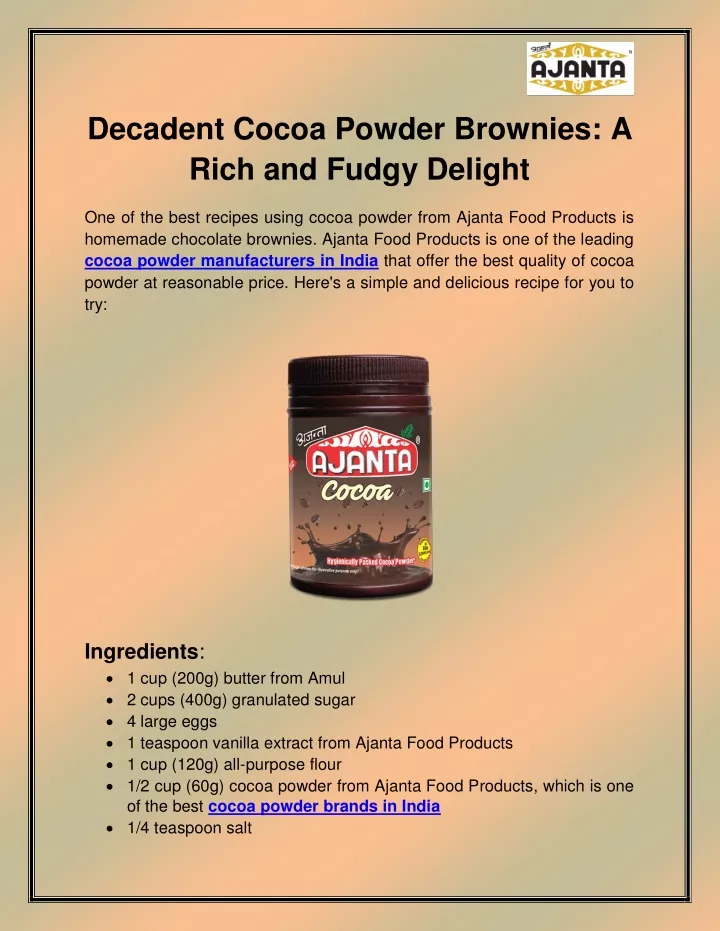 decadent cocoa powder brownies a rich and fudgy