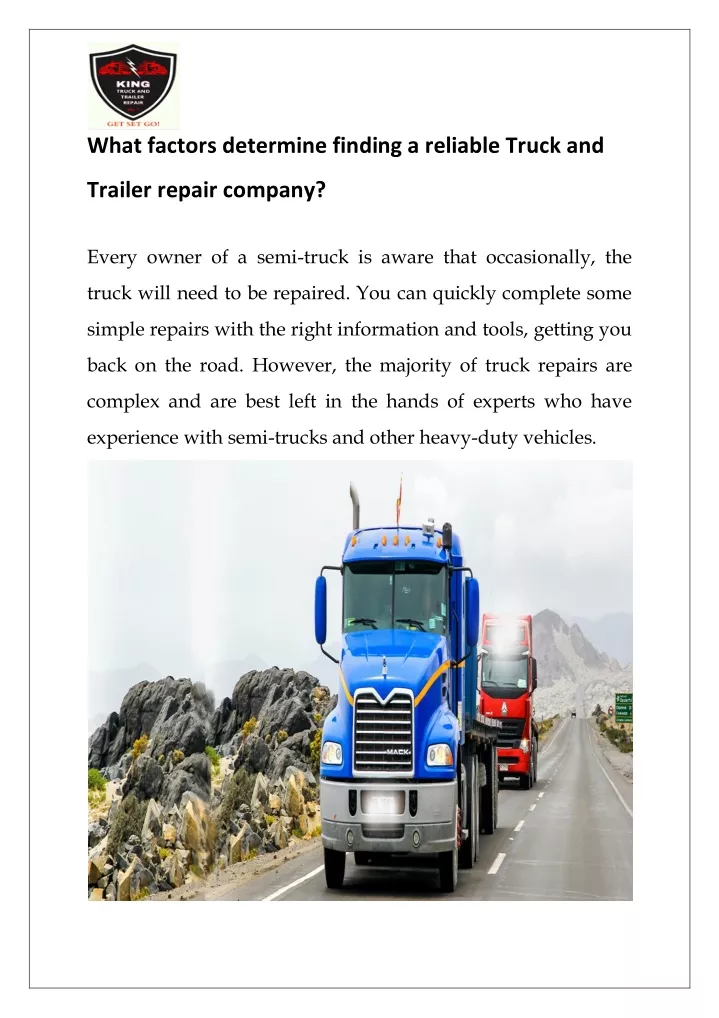 what factors determine finding a reliable truck