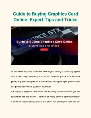 Expert Tips for Buying Graphics Card Online