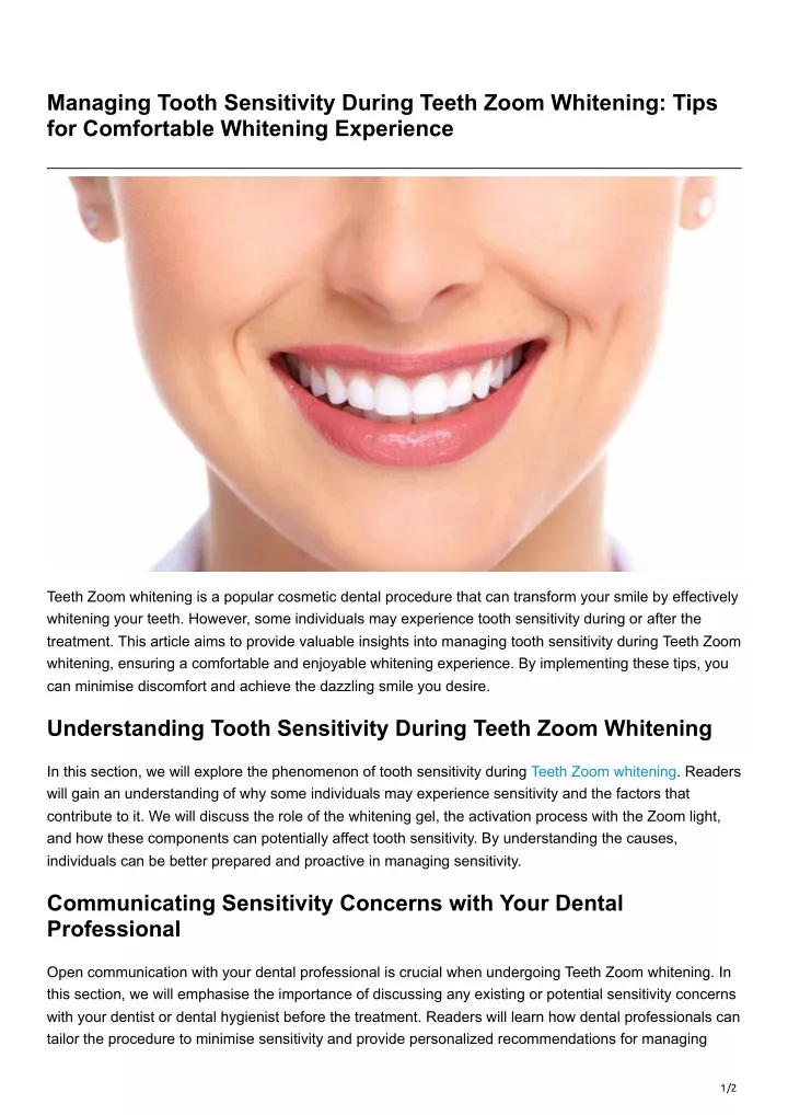 managing tooth sensitivity during teeth zoom
