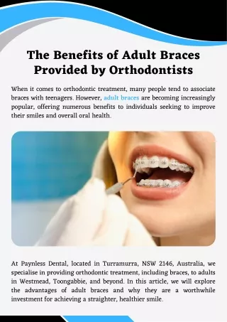 The Benefits of Adult Braces Provided by Orthodontists