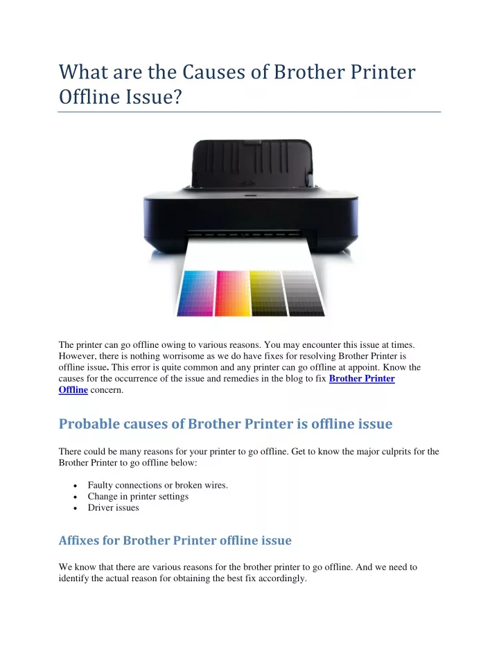 what are the causes of brother printer offline