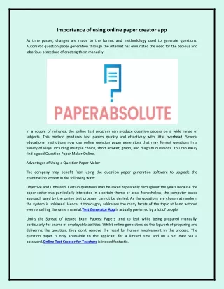 Importance of using online paper creator app