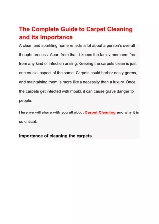 the complete guide to carpet cleaning