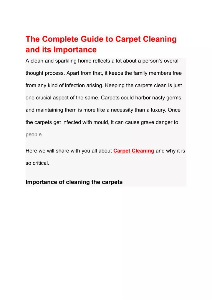 the complete guide to carpet cleaning