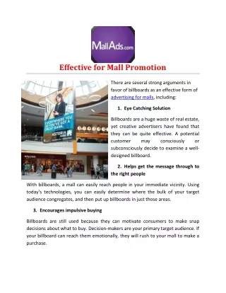 Effective For Mall Promotion