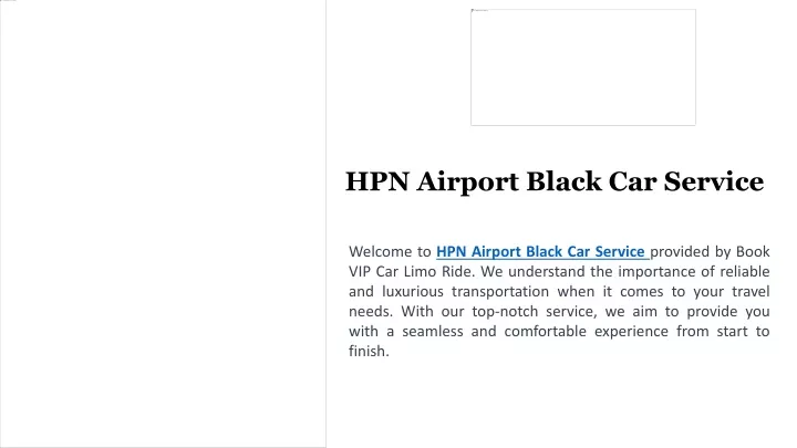 hpn airport black car service