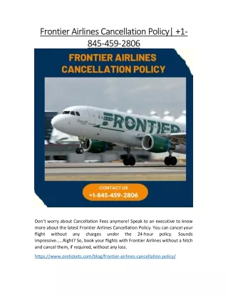 Frontier Airlines Cancellation Policy|   1-845-459-2806