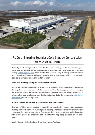 RL Cold: Ensuring Seamless Cold Storage Construction from Start To Finish