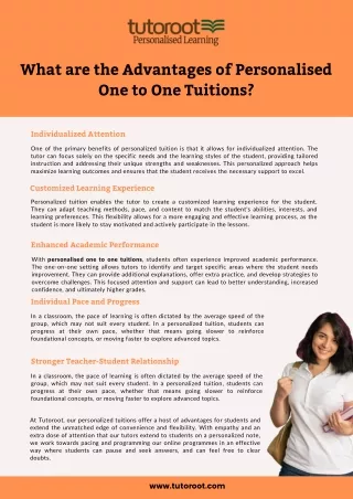 what are the advantages of personalised