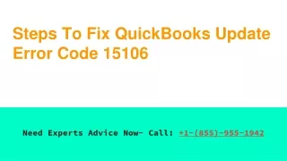 Steps To Fix QuickBooks Update Error Code 15106 !