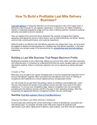 last mile delivery is frequently referred