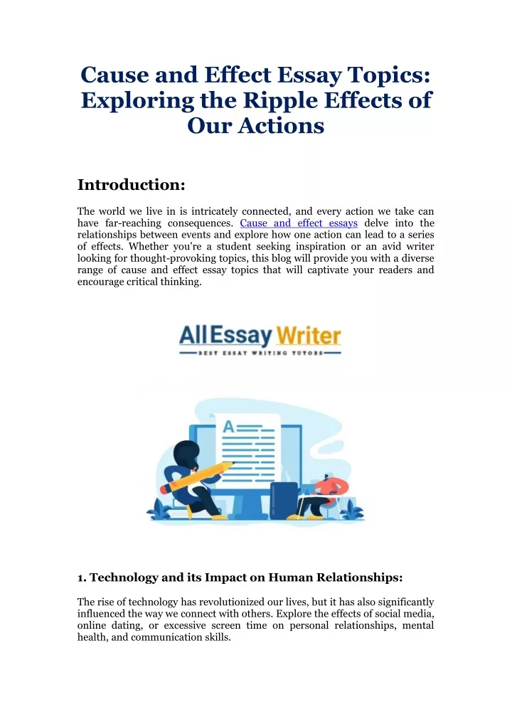 cause and effect essay topics exploring