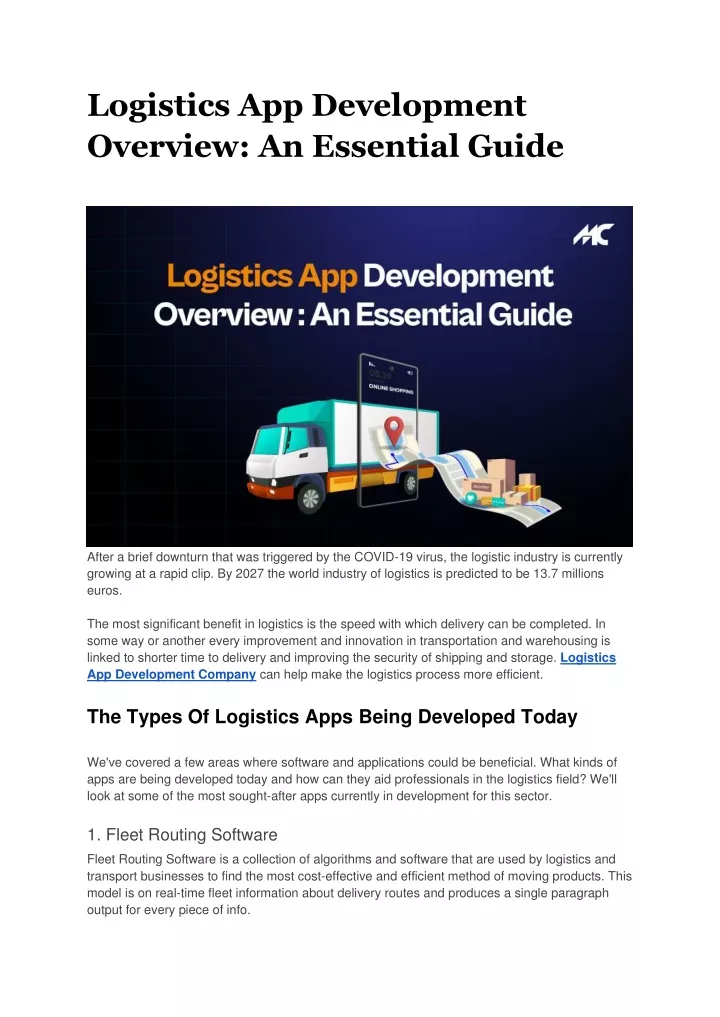 logistics app development overview an essential