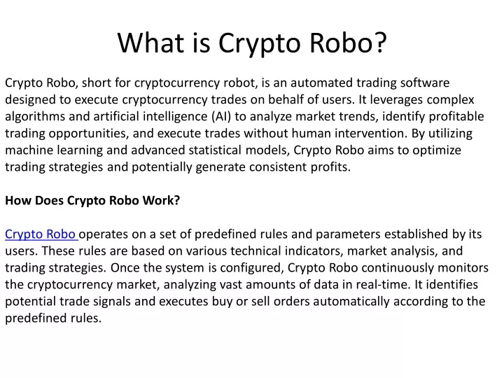 what is crypto robo