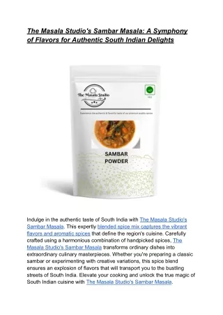 The Masala Studio's Sambar Masala