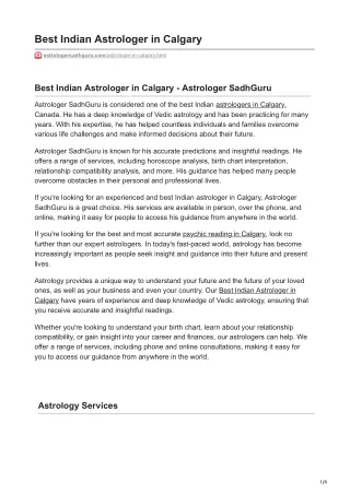 Best Indian Astrologer in Calgary - Astrologer SadhGuru