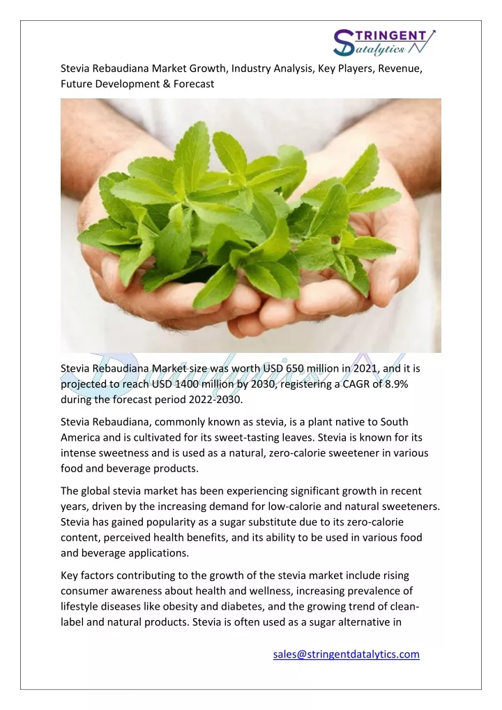 stevia rebaudiana market growth industry analysis
