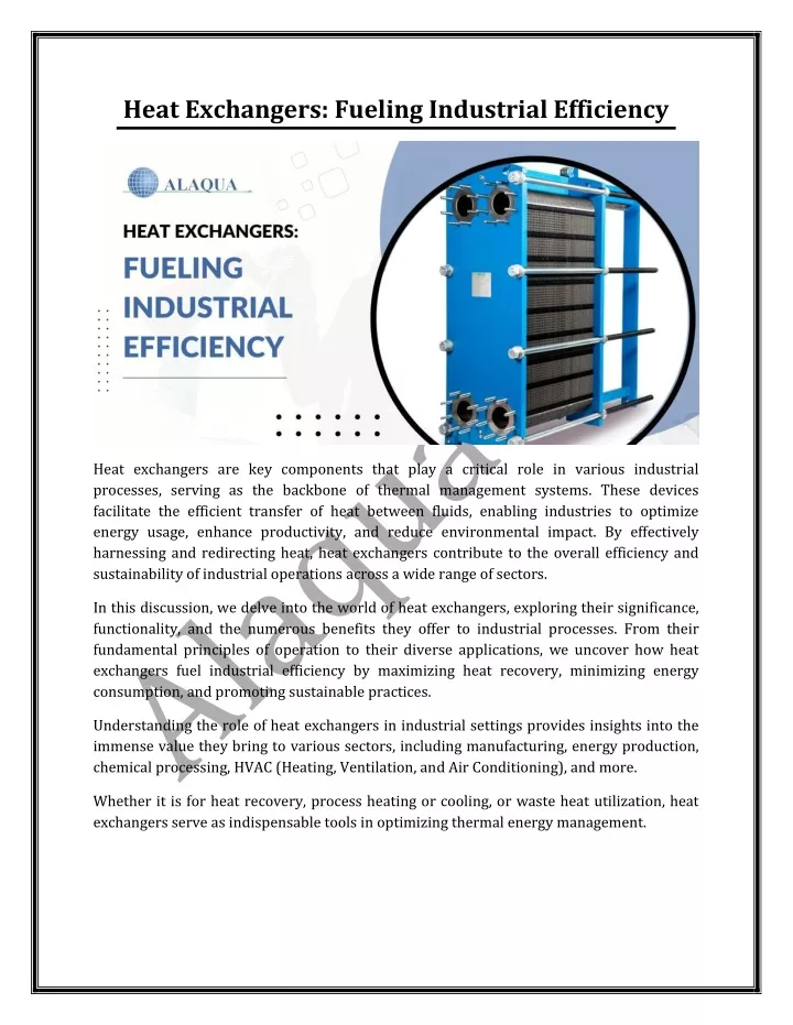 heat exchangers fueling industrial efficiency