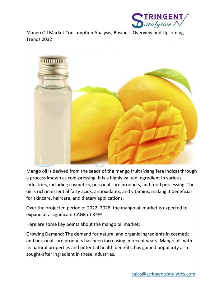 mango oil market consumption analysis business