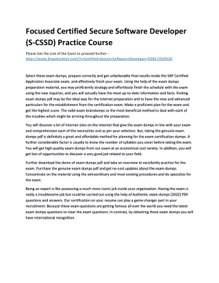 focused certified secure software developer