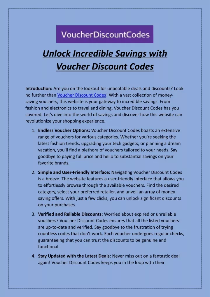 unlock incredible savings with voucher discount