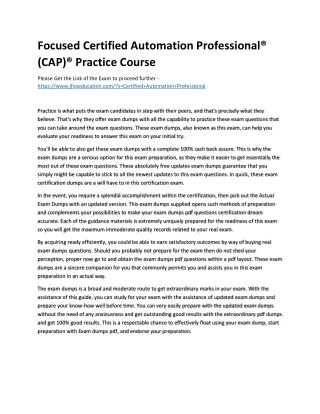 focused certified automation professional