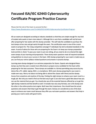 focused isa iec 62443 cybersecurity certificate