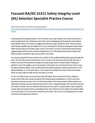focused isa iec 61511 safety integrity level