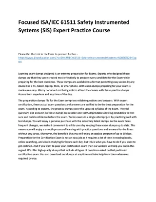 focused isa iec 61511 safety instrumented systems