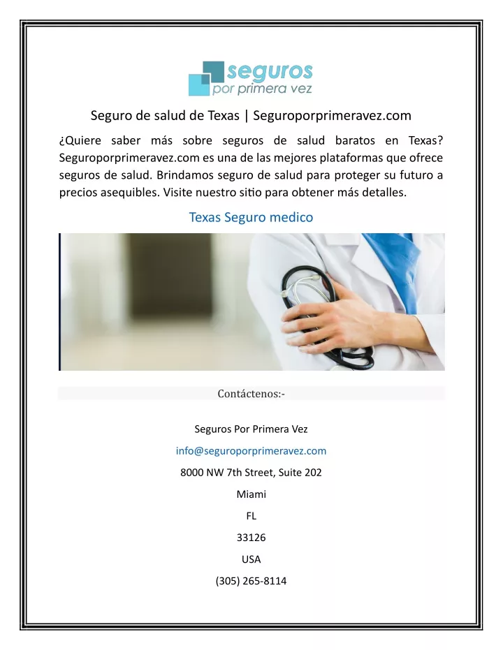 seguro de salud de texas seguroporprimeravez com