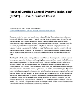 focused certified control systems technician ccst