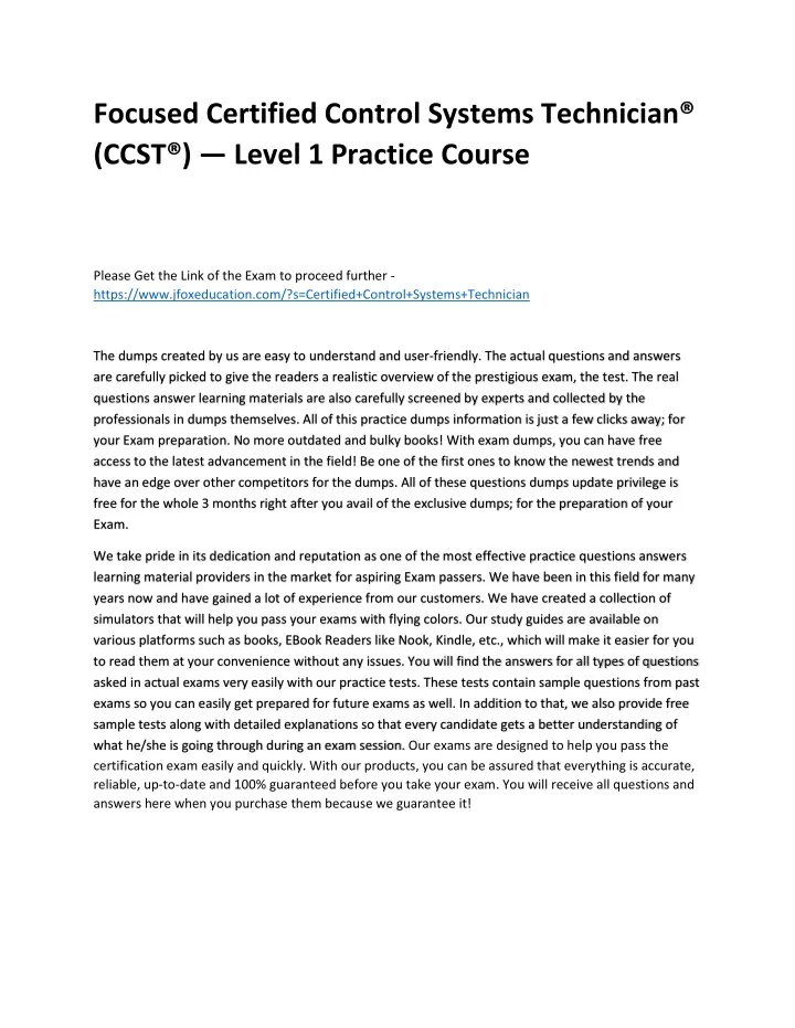 PPT - Focused Certified Control Systems Technician® (CCST®) — Level 1 ...