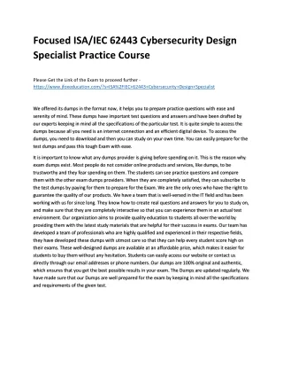 focused isa iec 62443 cybersecurity design
